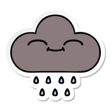 sevimli çizgi fırtına yağmur bulutu etiket