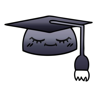 Mezuniyet şapka degrade gölgeli çizgi film