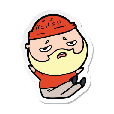 etiket bir karikatür sakallı endişeli