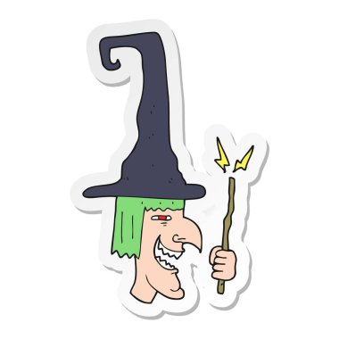 etiket bir karikatür komik cadı