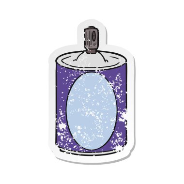 bir çizgi film aerosol sprey sıkıntılı etiket olabilir