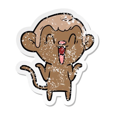 bir karikatür komik maymun sıkıntılı etiket