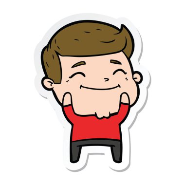 bir mutlu çizgi film adamın etiket