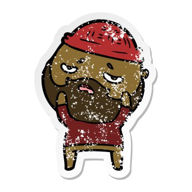 sakallı bir karikatür sıkıntılı etiket endişeli