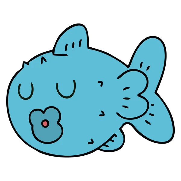 手描き風変わりな漫画の魚 — ストックベクタ