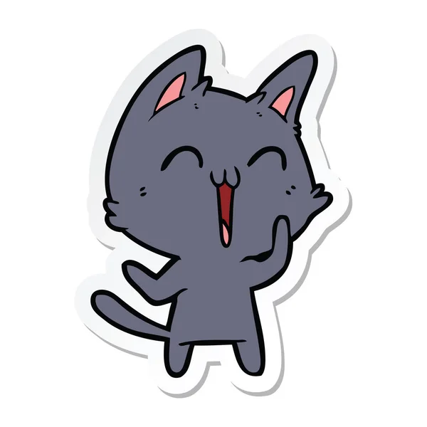 Sticker Van Een Happy Cartoon Kat — Stockvector