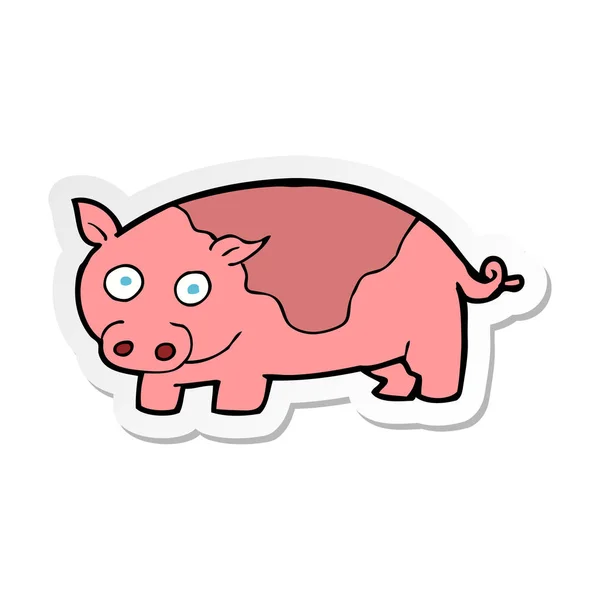 Sticker of a cartoon pig — Stock Vector