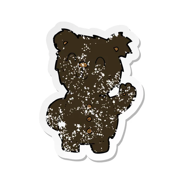 Retro Distressed Nálepka Kreslený Černý Medvěd — Stockový vektor