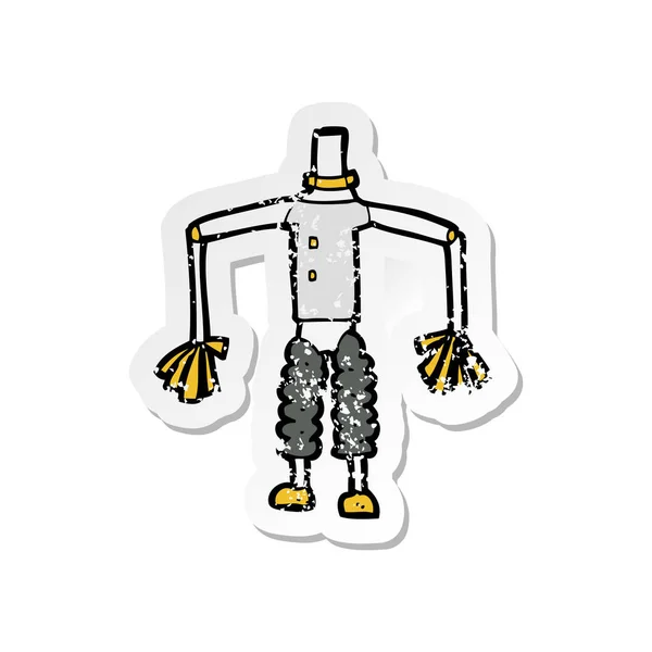 Etiqueta Angustiada Retro Corpo Robô Dos Desenhos Animados — Vetor de Stock