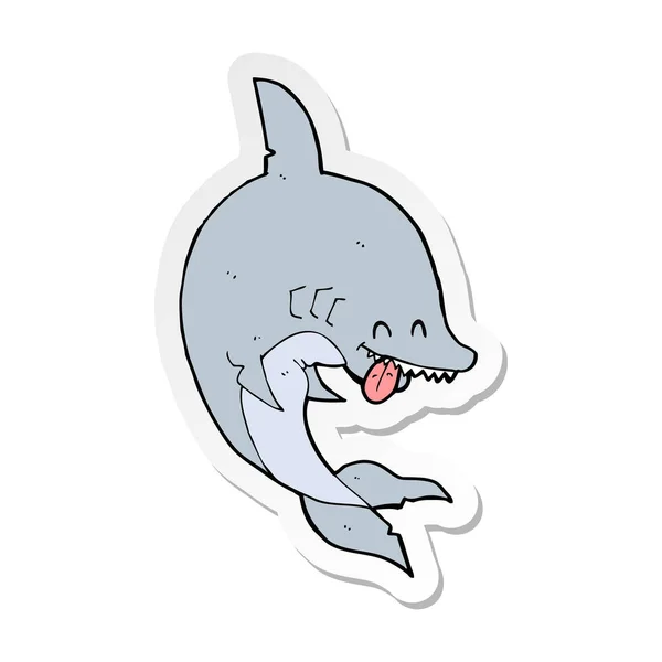 Autocollant Drôle Requin Dessin Animé — Image vectorielle