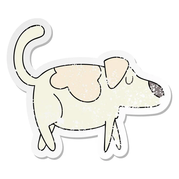 Etiqueta angustiada de um cão desenho animado mão peculiar — Vetor de Stock