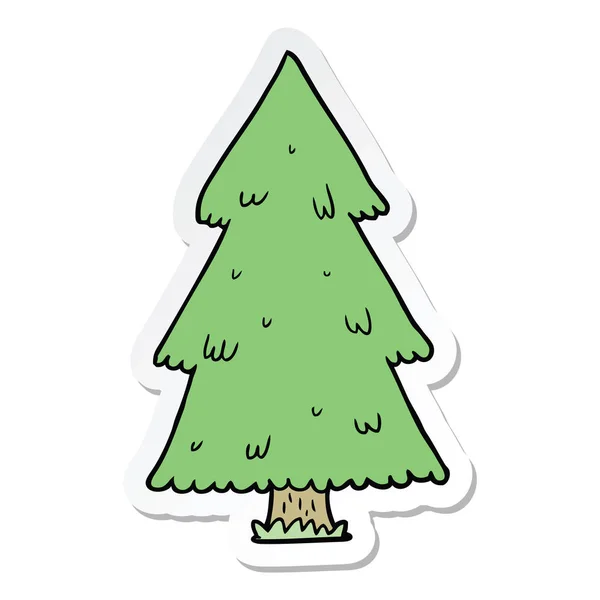 Pegatina Árbol Navidad Dibujos Animados — Vector de stock