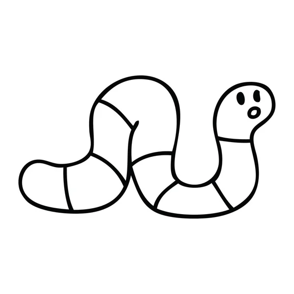 Γραμμικό Σχέδιο Ιδιόμορφη Γελοιογραφία Σκουλήκι — Διανυσματικό Αρχείο