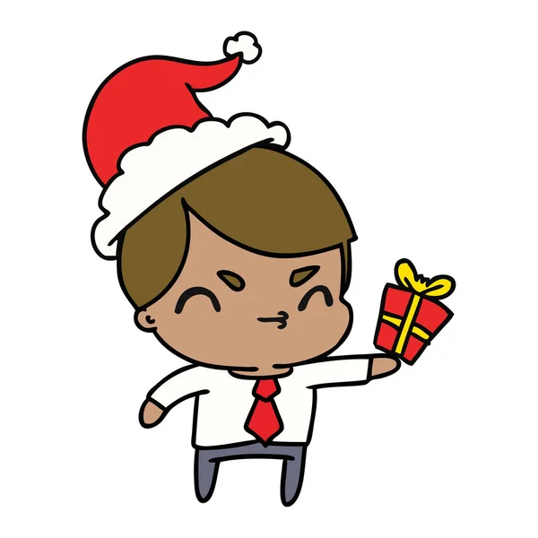 Christmas cartoon of kawaii boy — Stock Vector