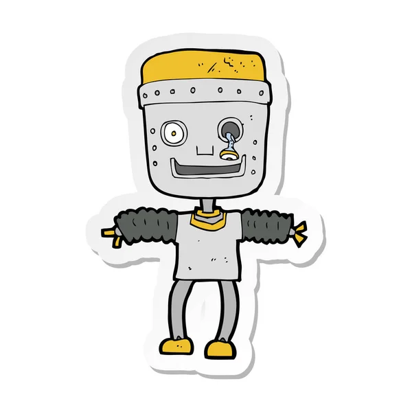 Sticker of a cartoon robot — Stock Vector