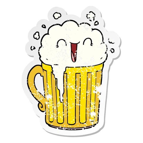 mutlu karikatür kupa bira sıkıntılı etiket