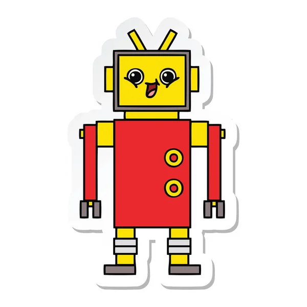 Sevimli Çizgi Robot Sticker — Stok Vektör