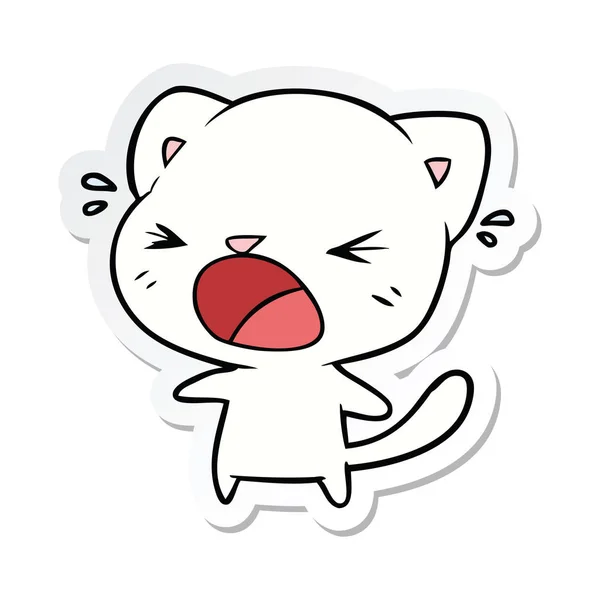 Sticker van een cartoon kat huilen — Stockvector