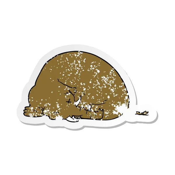 Distressed sticker of a cartoon dead mammoth — Stock Vector