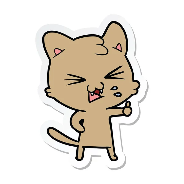 Adesivo di un fumetto sibilante gatto — Vettoriale Stock