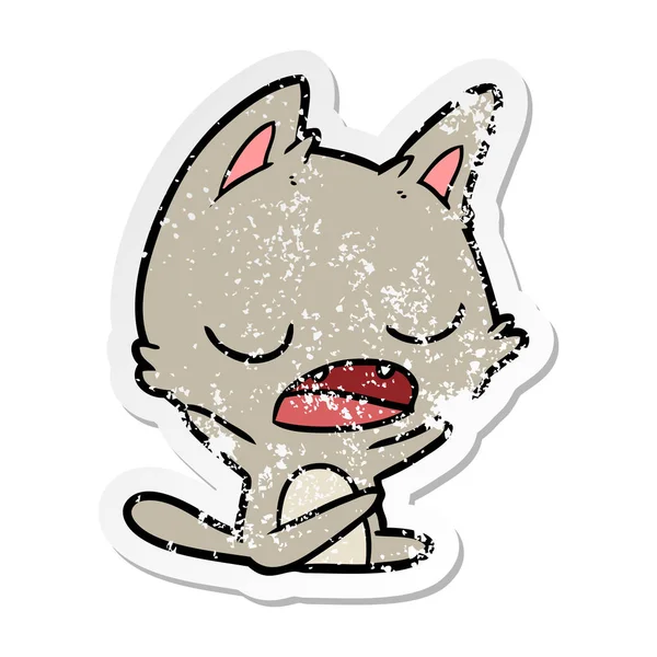 말하는 고양이 만화의 고민된 스티커 — 스톡 벡터