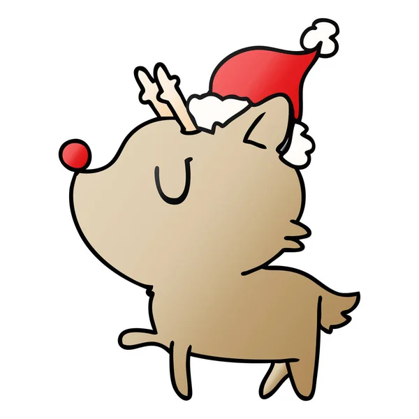 손으로 귀여운 사슴의 크리스마스 그라데이션 — 스톡 벡터