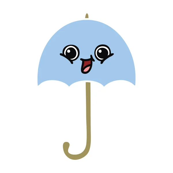 Flat Color Retro Cartoon Umbrella — Stock Vector