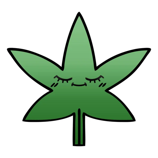 Přechodů Šedě Kreslený Marihuana Leaf — Stockový vektor