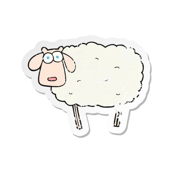 Retro Distressed Sticker Cartoon Sheep — Stock Vector