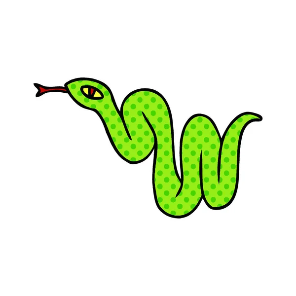 手绘的花园蛇的卡通涂鸦 — 图库矢量图片