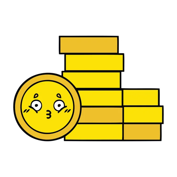 Cute Cartoon Coins — Stock Vector