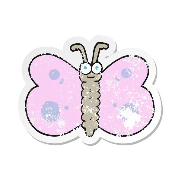 Retro Aufkleber Eines Cartoon Schmetterlings — Stockvektor