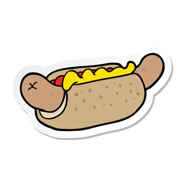 Sticker Van Een Cartoon Hot Dog — Stockvector