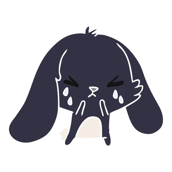 Cartone animato di simpatico coniglietto triste kawaii — Vettoriale Stock