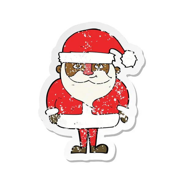 Retro Distressed Autocolant Desen Animat Fericit Santa Claus — Vector de stoc