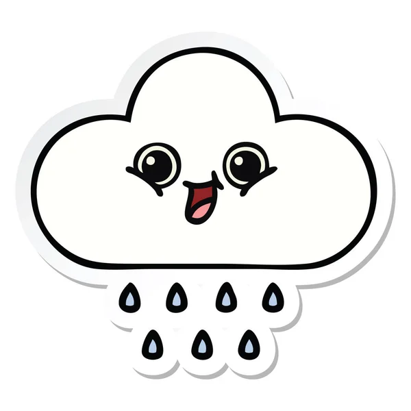 Etiqueta de um bonito cartoon chuva nuvem —  Vetores de Stock