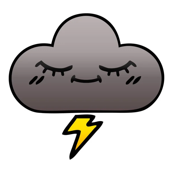 Bir Fırtına Bulutu Degrade Gölgeli Karikatür — Stok Vektör