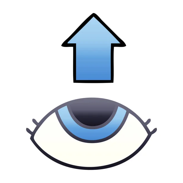 Desenho Animado Sombreado Gradiente Olho Que Olha Para Cima — Vetor de Stock