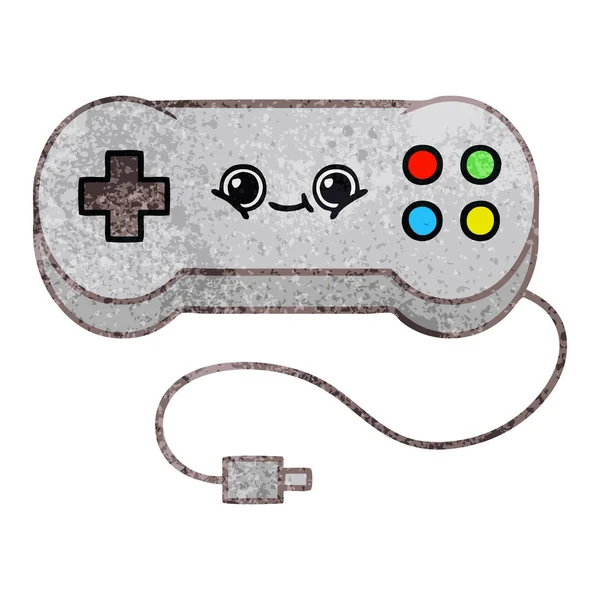 Retro Grunge Textura Desenhos Animados Controlador Jogo —  Vetores de Stock