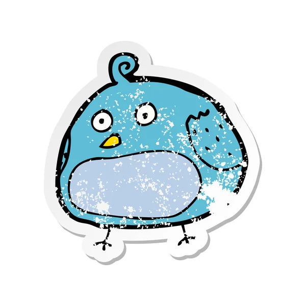 Retro Noodlijdende Sticker Van Een Cartoon Vet Vogel — Stockvector
