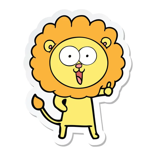 Sticker Van Een Happy Cartoon Leeuw — Stockvector