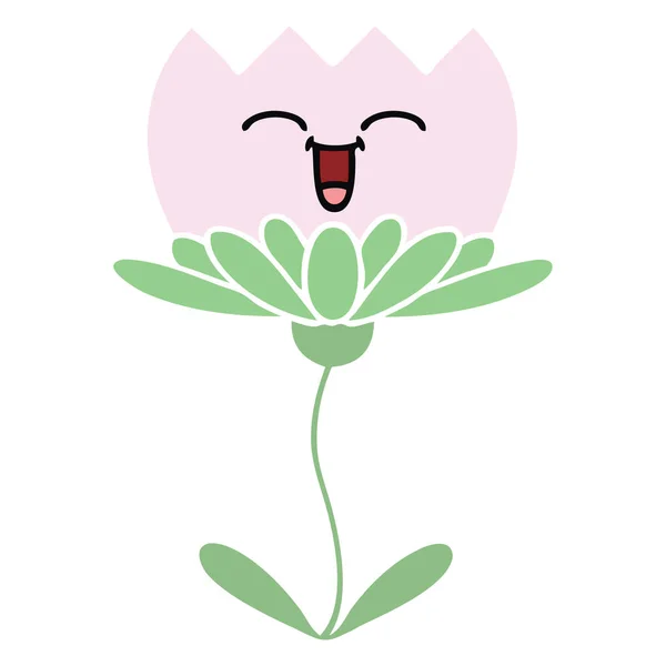 Plochý Barevný Retro Kreslené Květiny — Stockový vektor