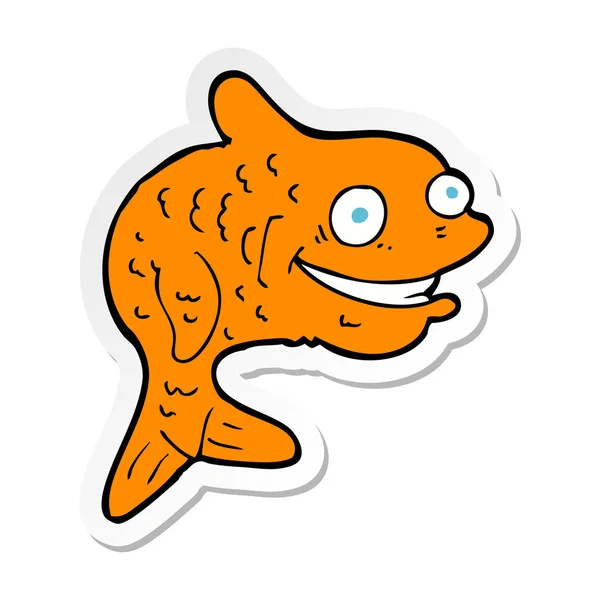 Sticker of a cartoon happy fish — Stock Vector