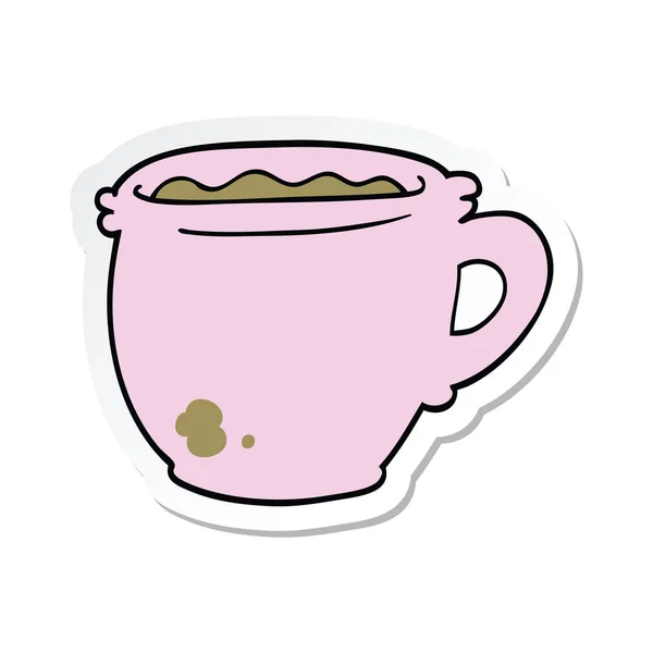 Etiqueta Desenho Animado Xícara Quente Café —  Vetores de Stock