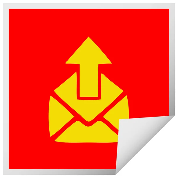 Quadratische Peeling Aufkleber Cartoon E-Mail Zeichen — Stockvektor
