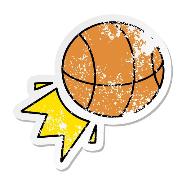 Aufkleber eines niedlichen Cartoon-Basketballs — Stockvektor