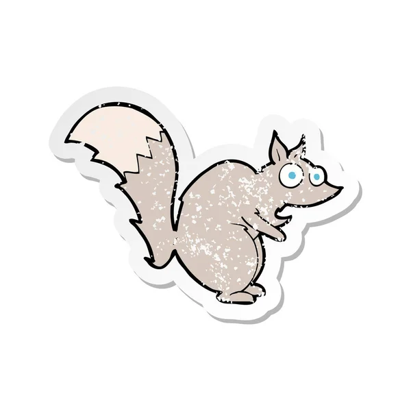Adesivo Angustiado Retro Engraçado Assustado Esquilo Desenhos Animados — Vetor de Stock