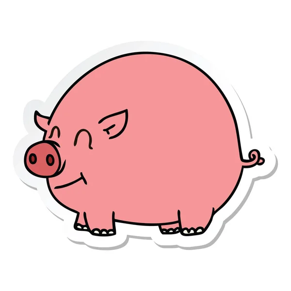 Stiker Dari Tangan Unik Ditarik Kartun Babi - Stok Vektor
