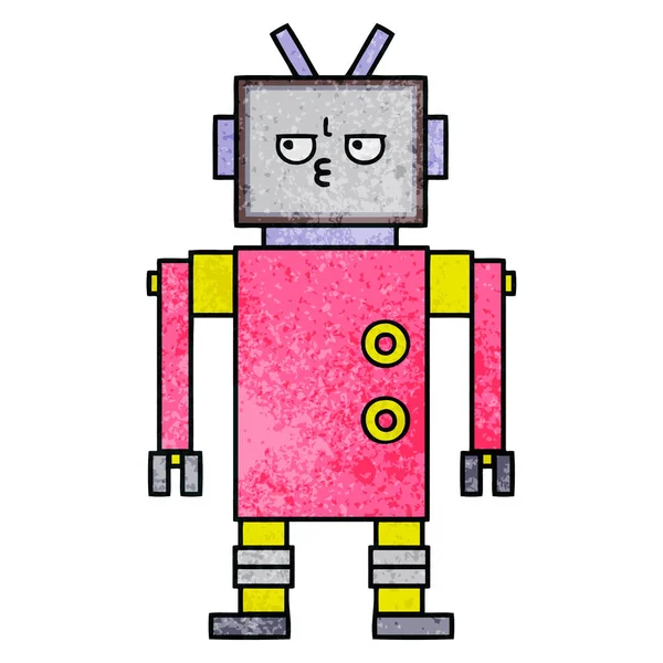 Rétro Grunge Texture Dessin Animé Robot — Image vectorielle