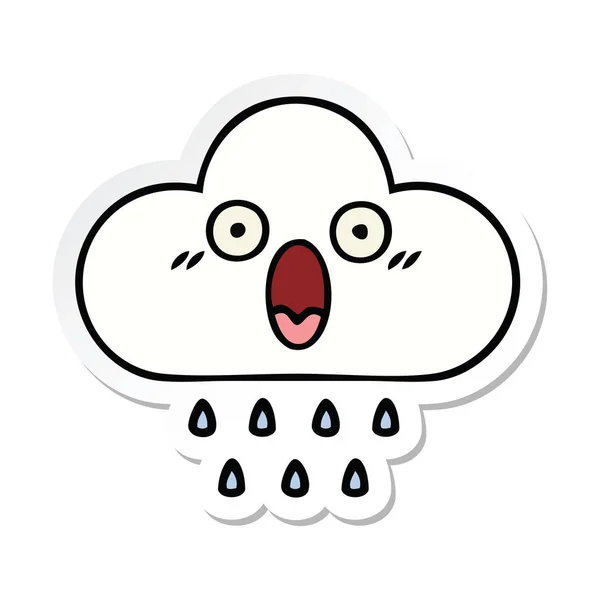 Sticker of a cute cartoon rain cloud — Stock Vector